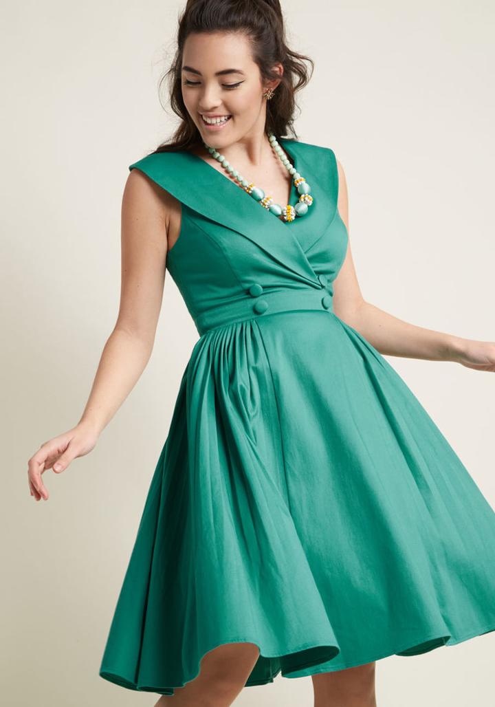 Modcloth Posh And Punctual Flared Midi Dress In 2x