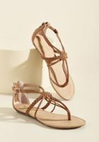 Modcloth Knotty Or Nice T-strap Sandal In Almond In 6