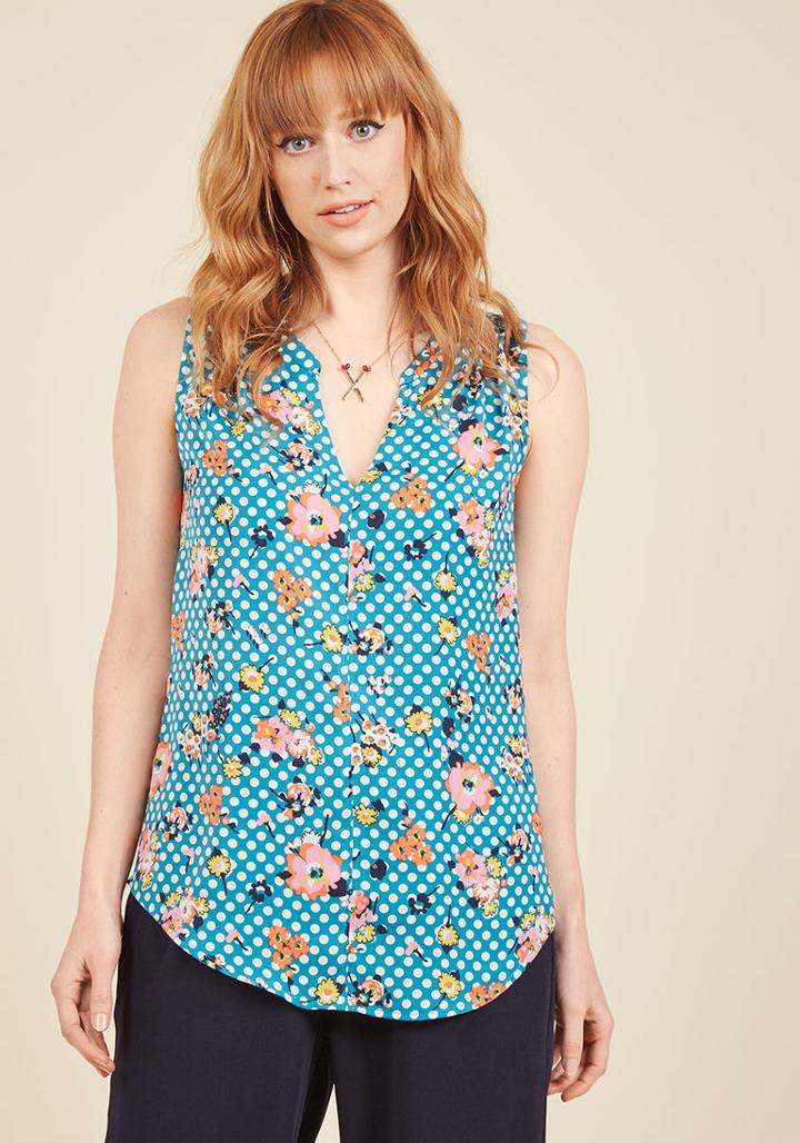 Modcloth Kick Of Creativity Sleeveless Top In Print Mix In 2x
