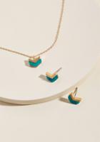 Modcloth Chevron Top Of Things Accessory Set In Teal & Gold