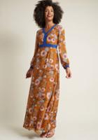 Modcloth Long Sleeve Maxi Dress With Solid Trim In 4x