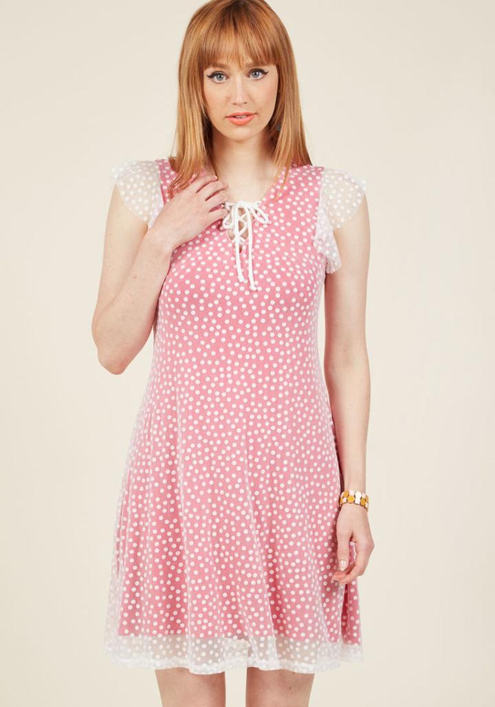 Modcloth So Darling And Dotted Shift Dress In Magenta In 1x