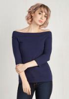 Eastconceptfashionltd Cafe Parfait Top In Navy - 3/4 Sleeves