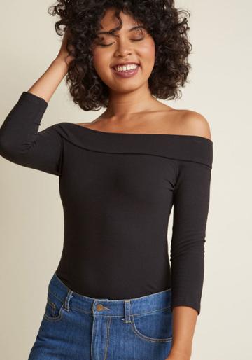 Modcloth Cafe Parfait Top In Noir - 3/4 Sleeves In 3x
