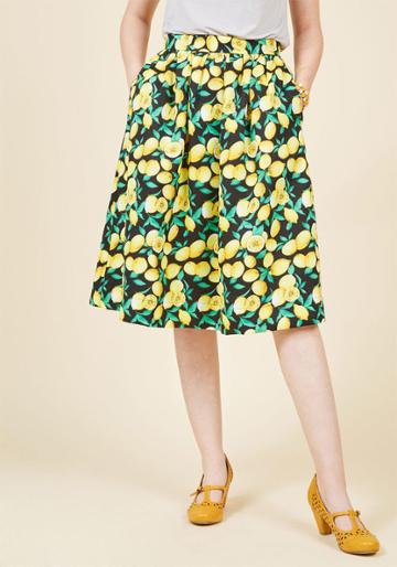  Caught In A Citrus Cycle A-line Skirt In Xs