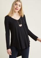 Modcloth Embracing Basic Long Sleeve Top In Black In Xs