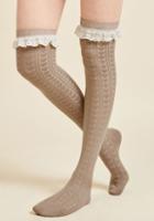 Modcloth Haute At Heart Thigh Highs In Tan