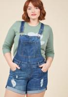 Modcloth Cuff And Tough Denim Romper - 14-24 In 14