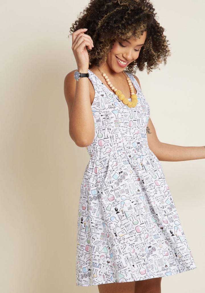 Modcloth Unprecedented Panache A-line Dress In Science In 1x
