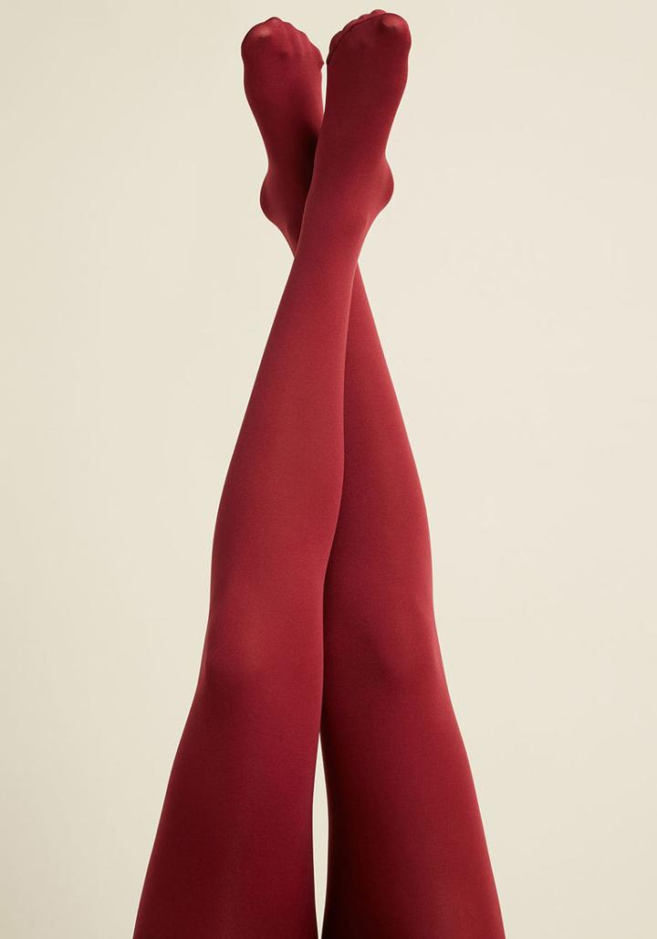 Modcloth Accent Your Ensemble Tights In Ruby In L