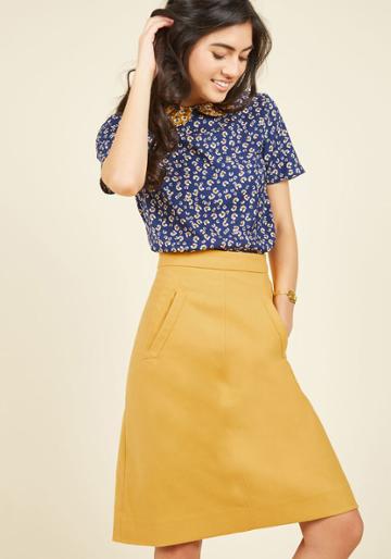 Pinkmartini Aptitude For Anthropology A-line Skirt In Mustard In M