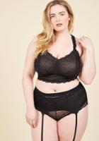  Sassy Lady Garter And Thigh High Set In Noir - Extended Size