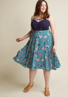 Modcloth Just This Sway Midi Skirt In Print Mix In L