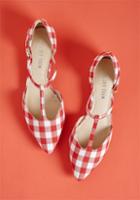 Chelseacrew Chelsea Crew Excellent Point T-strap Flat In Red Gingham In 38