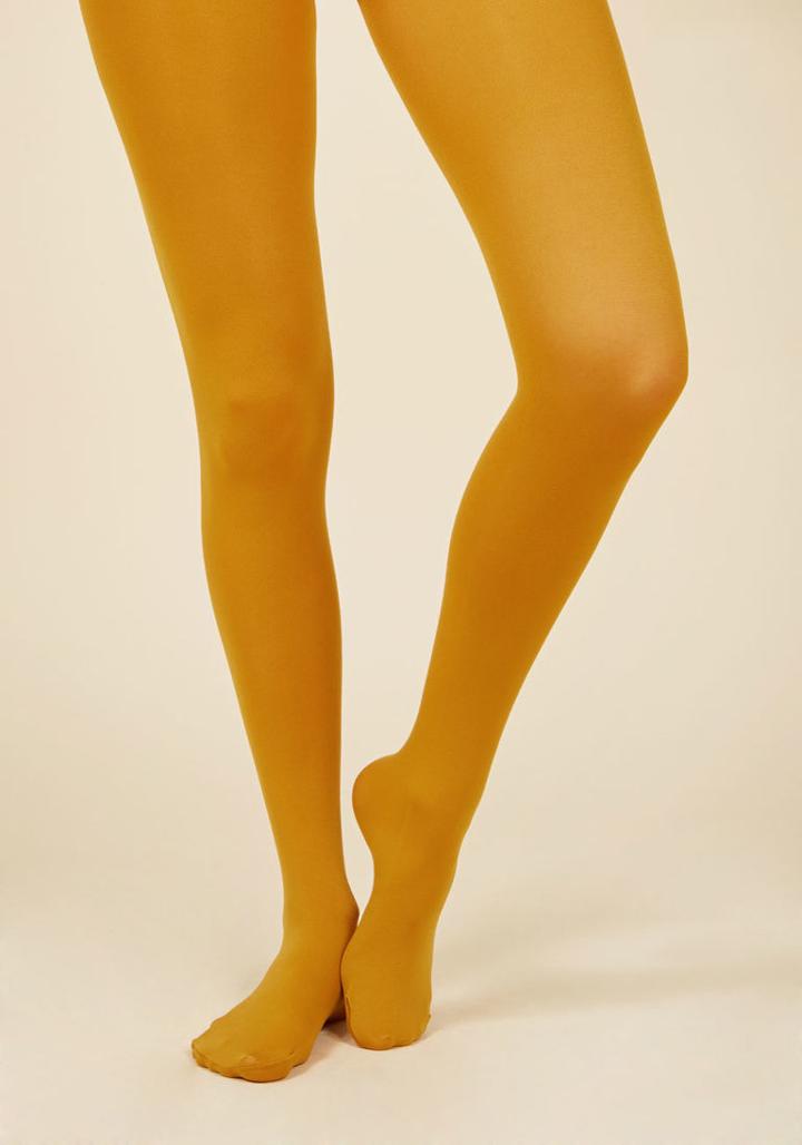 Modcloth Accent Your Ensemble Tights In Curry