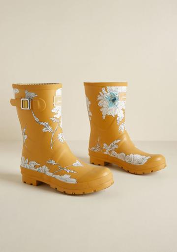Joules Just Splashing Through Rain Boot In Yellow Floral In 10