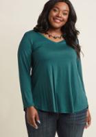 Modcloth Embracing Basic Long Sleeve Top In Spruce In Xs