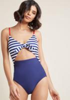 Highdivebymodcloth Daylight Dip One-piece Swimsuit In Nautical In L