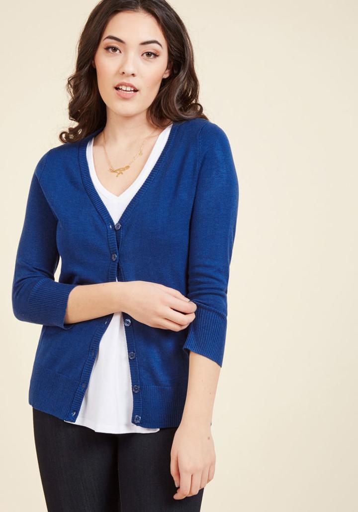 Modcloth Charter School Cardigan In Royal Blue