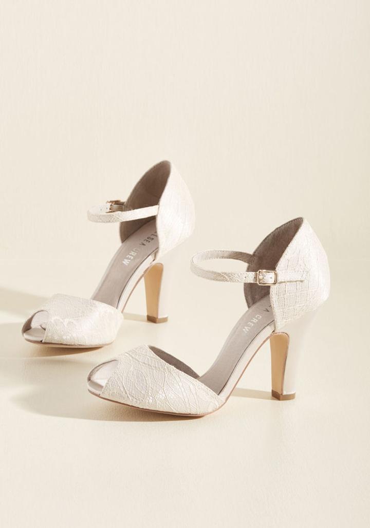 Chelseacrew The Sole Works Peep Toe Heel In Ivory Lace