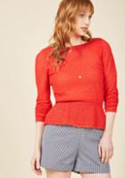 Modcloth Sweetest Subtleties Long Sleeve Top In Red