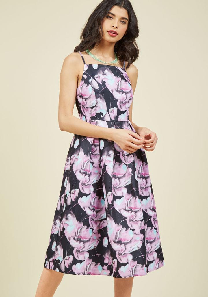  Ritz And Wisdom Midi Dress In Noir Bloom In S
