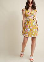 Modcloth Daytime Dapper Wrap Dress In Dandelion In S