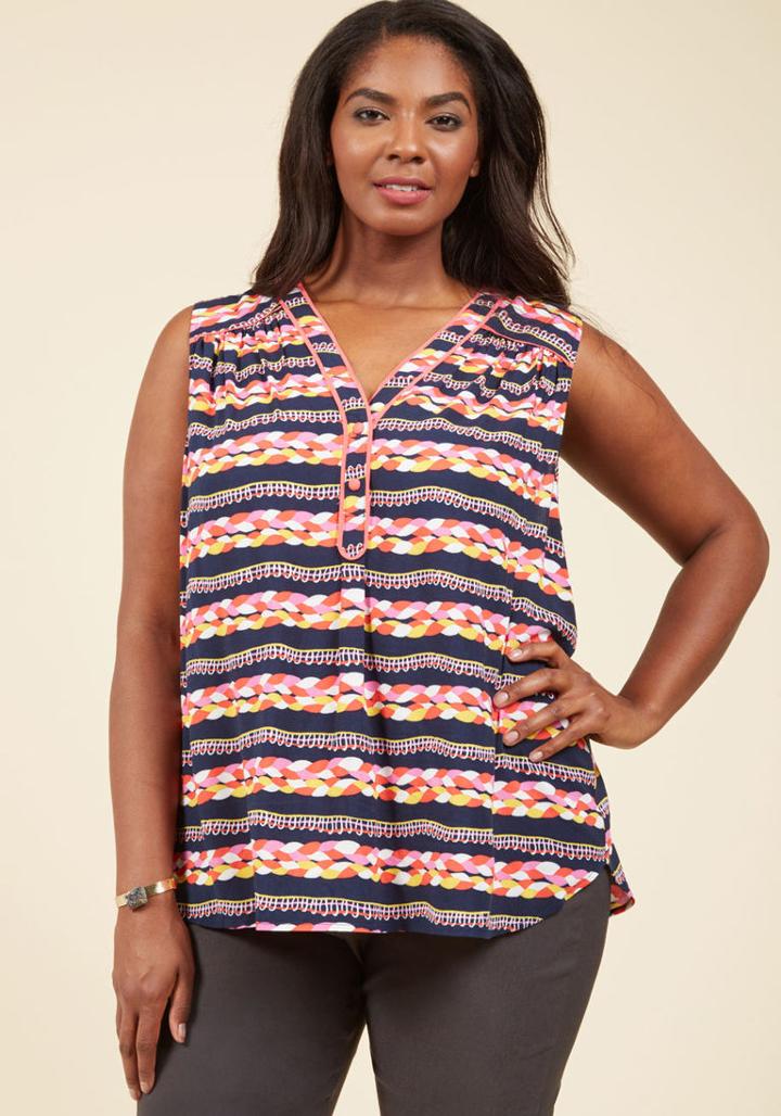 Modcloth Cafe Au Soleil Sleeveless Top In Braids