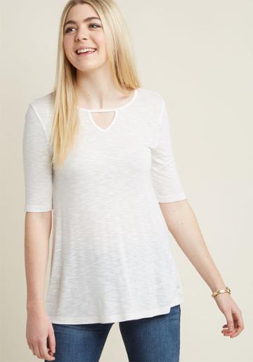 Modcloth Simple Is In Keyhole Top In Eggshell In 4x