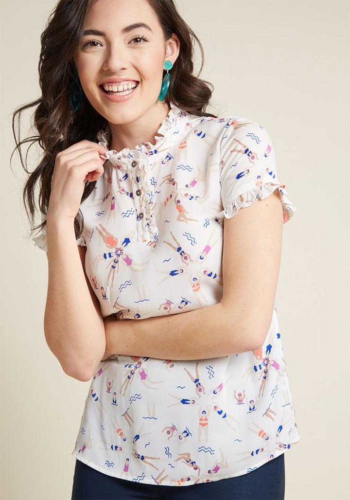 Modcloth Form Of Flattery Ruffled Blouse In Xs