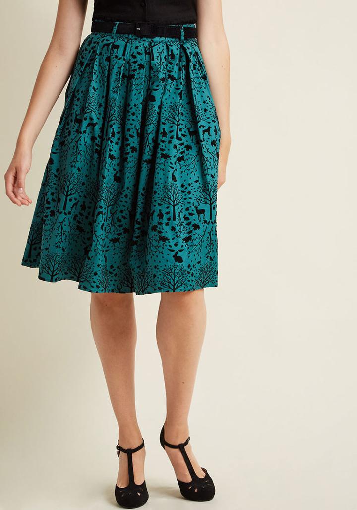 Hellbunny Hell Bunny Storybook Shadows Midi Skirt In Teal In L