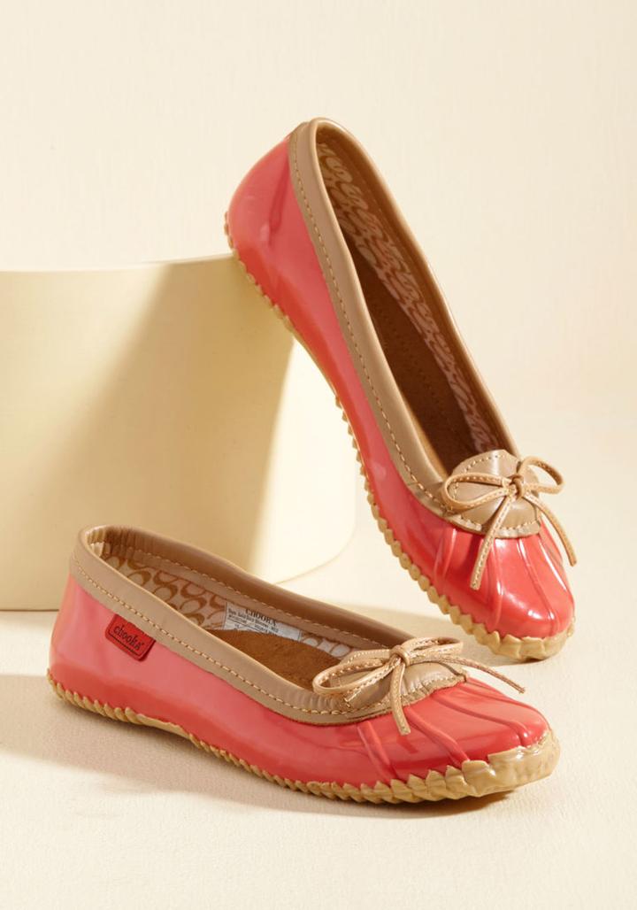 Modcloth Back In A Splash Rain Shoe In Coral