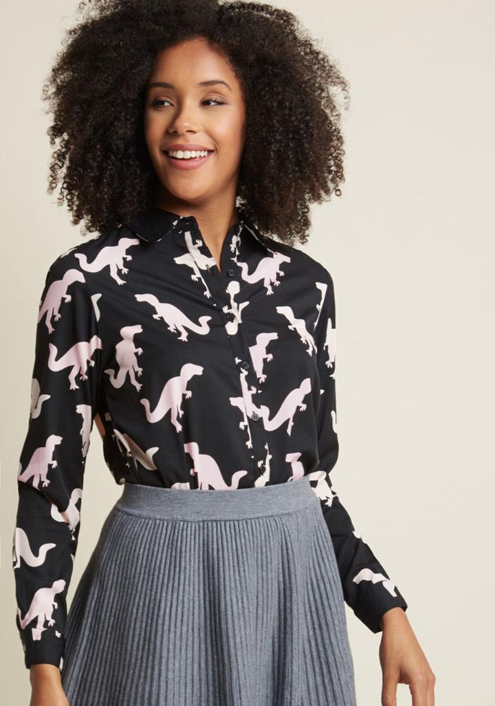 Companiafantastica Compania Fantastica Dino, Right? Long Sleeve Top In Xl