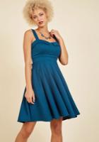  Pull Up A Cherry A-line Dress In Embossed Cerulean In M