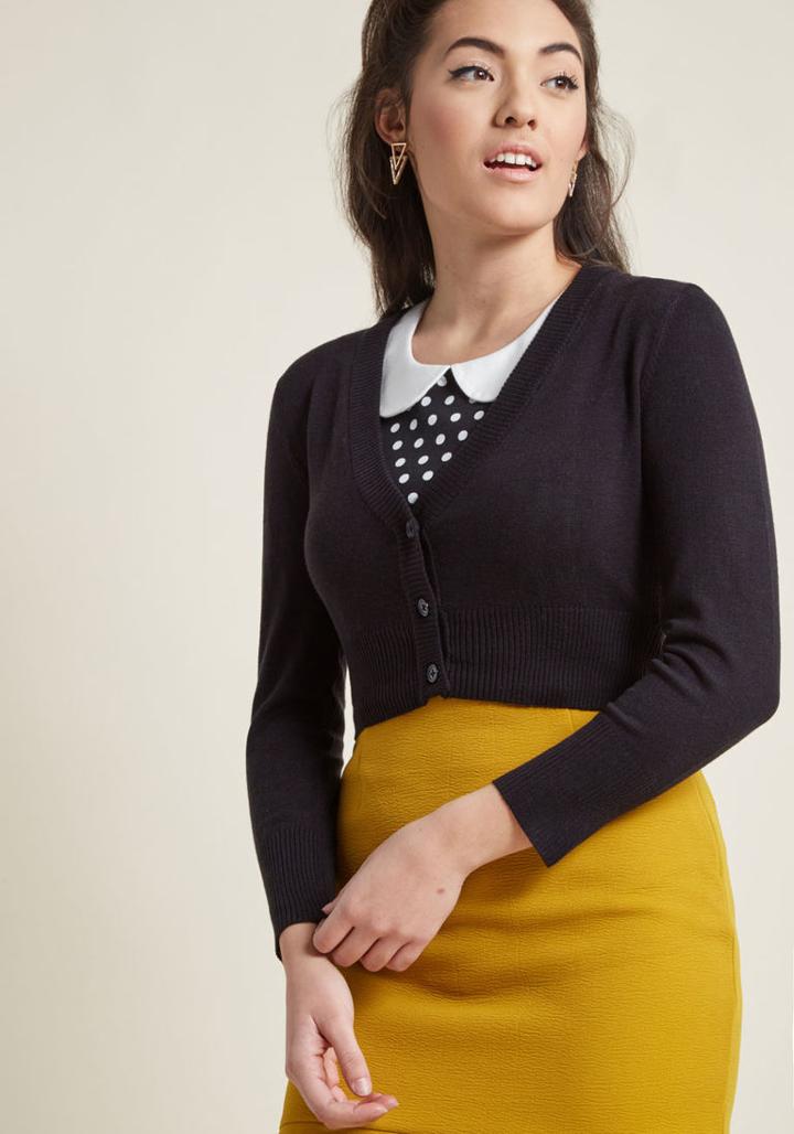 Modcloth The Dream Of The Crop Cardigan In Black In M