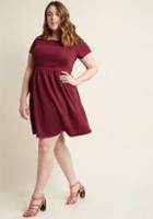 Modcloth Textured A-line Dress With Square Neckline In Wine In L