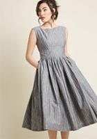 Modcloth Fabulous Fit And Flare Dress With Pockets In Grey Plaid In Xl