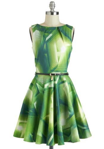 Modcloth Luck Be A Lady Dress In Green Prisms