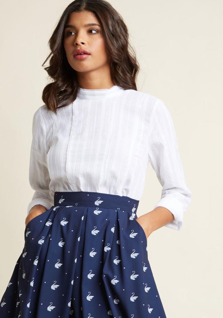 Modcloth Victorian Mock Neck Long Sleeve Top In 2x