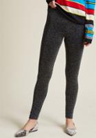 Modcloth Heed Your Warming Fleece-lined Leggings In Silver Sparkle In L/xl