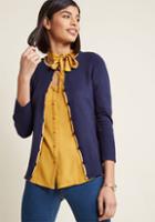 Modcloth Charter School Crew Neck Cardigan In Trimmed Navy In 2x