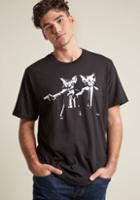 Modcloth Chats Noir Men's Graphic Tee In Xl