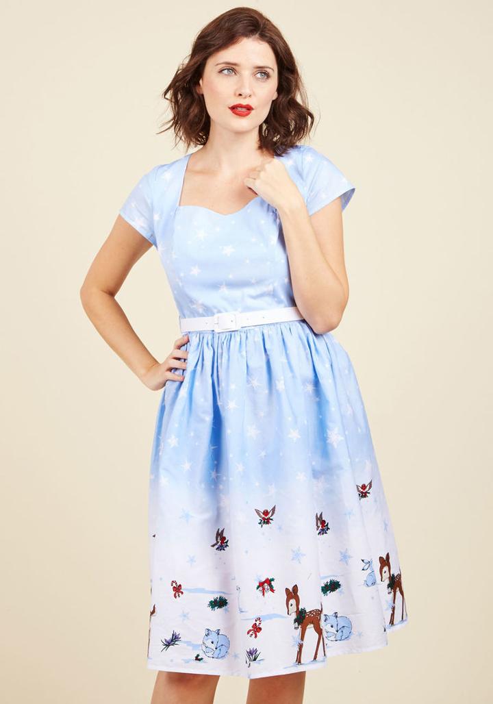 Modcloth Hell Bunny Work Wonderlands Cotton Dress In M