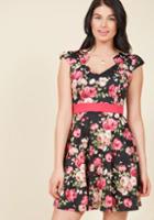 Modcloth The Story Of Citrus Floral Dress In Noir Blossom In S