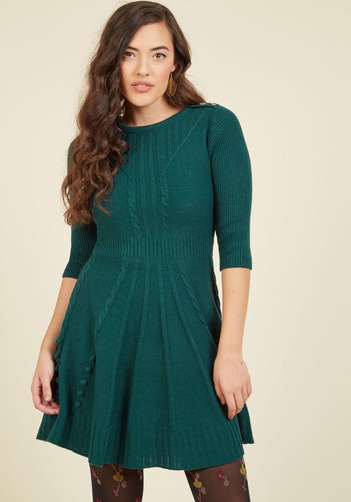 Modcloth Warm Cider Sweater Dress In Forest In S