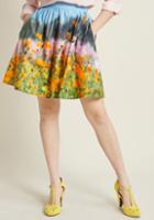 Modcloth Scenic Spring A-line Cotton Skirt With Pockets In L