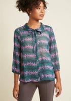Modcloth Sheer Button-up Tie-neck Top In Ballerinas In Xxs