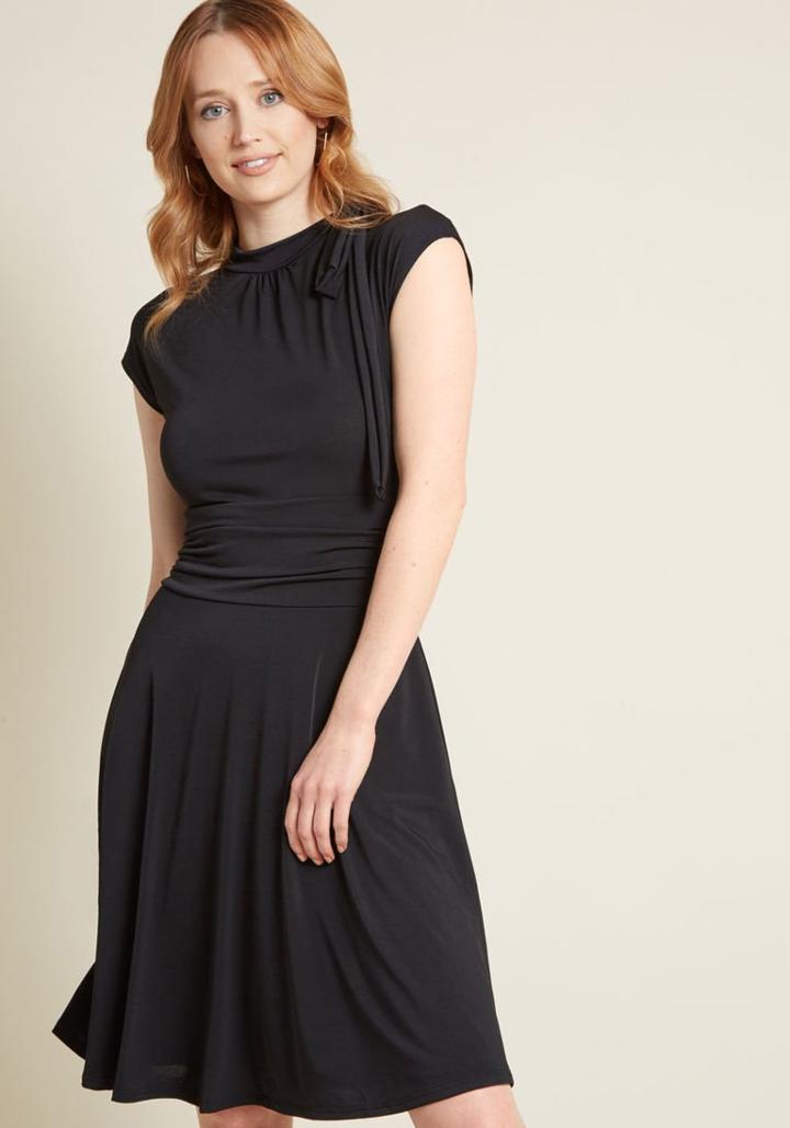 Modcloth Dance Floor Date A-line Dress In Black In Xxs