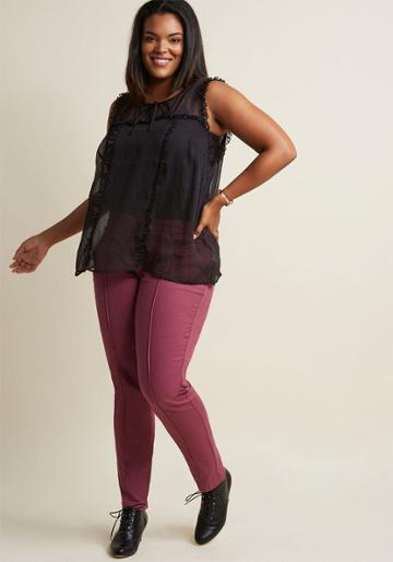 Modcloth Pocketed Professional Pants In Mulberry In 2x