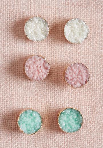 Modcloth Cause A Rock-us Earring Set In Pastels